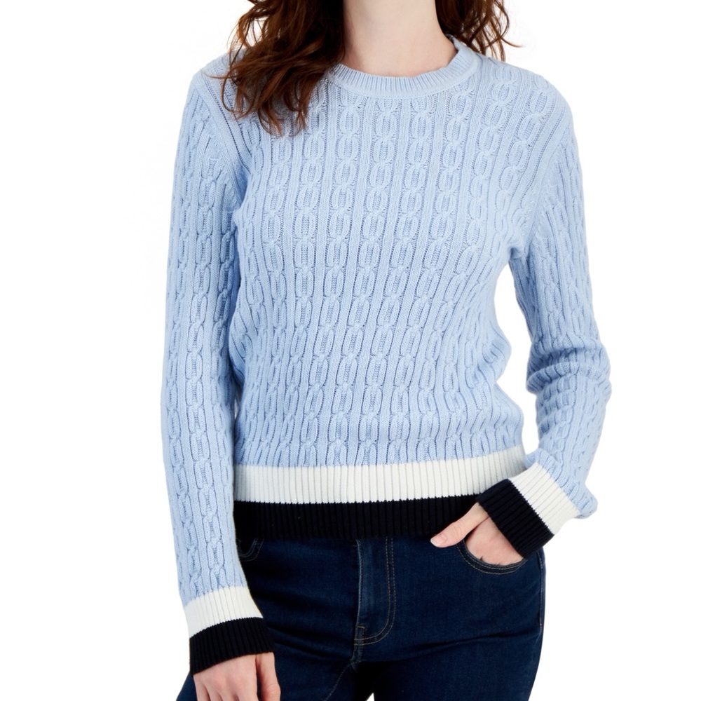 TOMMY HILFIGER
Women's Cotton Cable-knit Colorblocked Leila Sweater